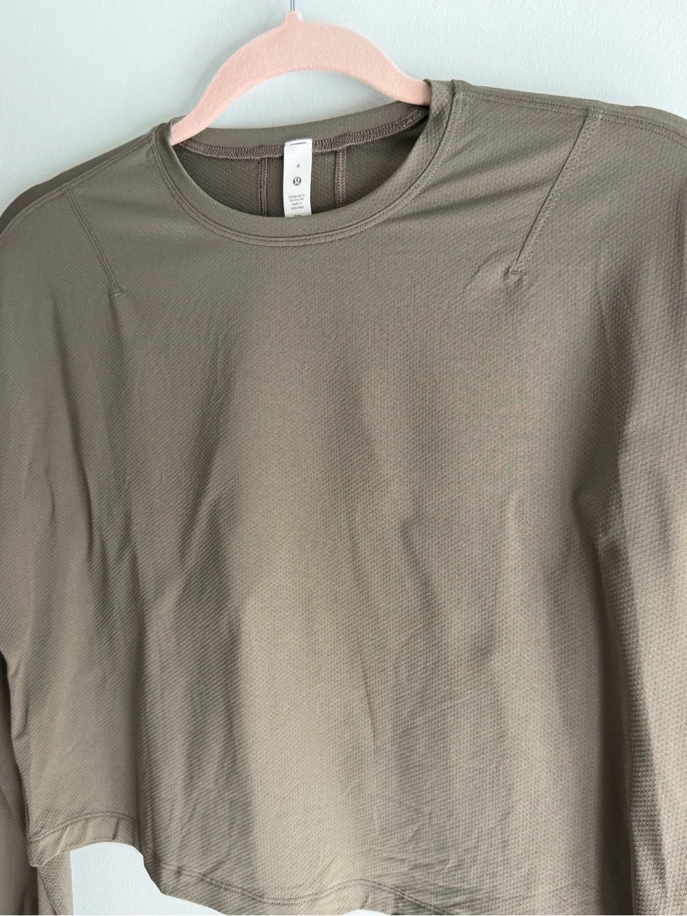 Lululemon Long-Sleeve Cropped Tee Olive Green Sz 4